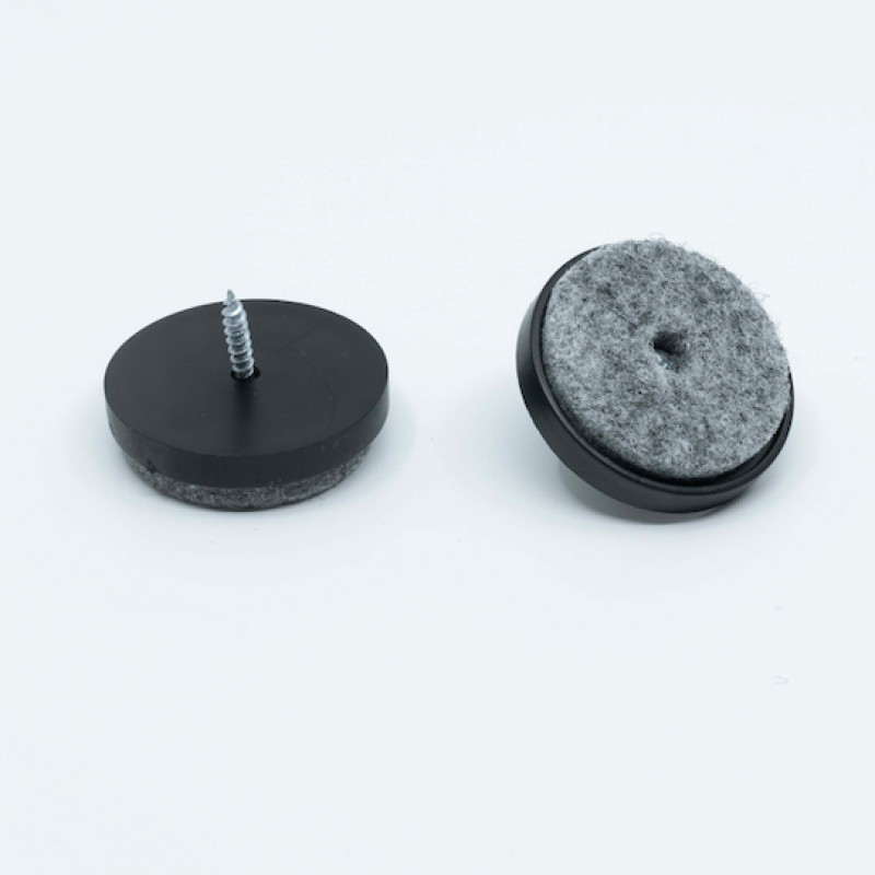 Felt Chair Pads in Plastic, Screw-On, Round Shape, Black - 40 mm - Round - On-top (Diameter) - Indoor Floor