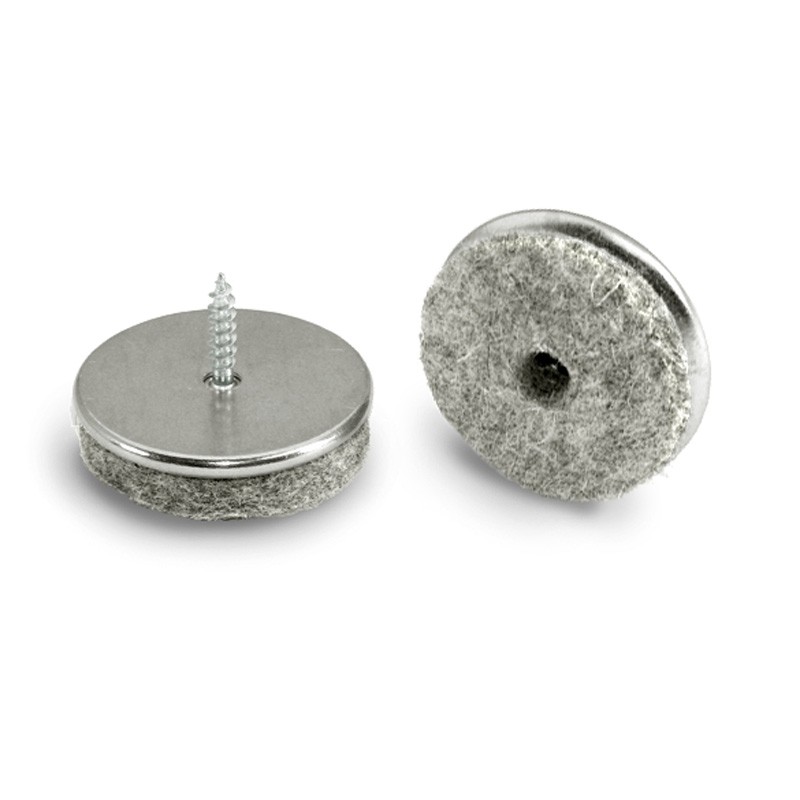 Screw on Felt Pads, 28 mm - Metal - Round - On-top (Diameter) - Indoor Floor